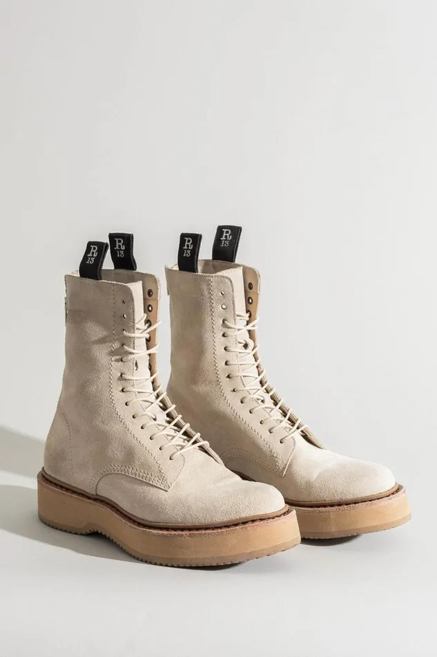 R13 Footwear Men MEN039S SINGLE STACK BOOT 8211 TAN SUEDE