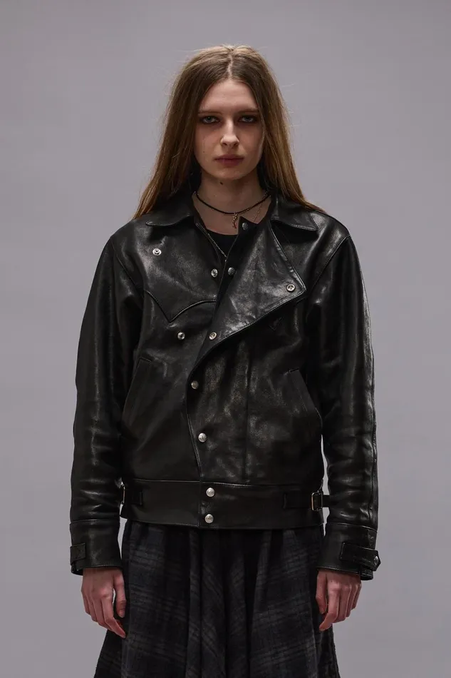 R13 Jackets and Coats Women ASYMMETRICAL SNAP JACKET 8211 BLACK