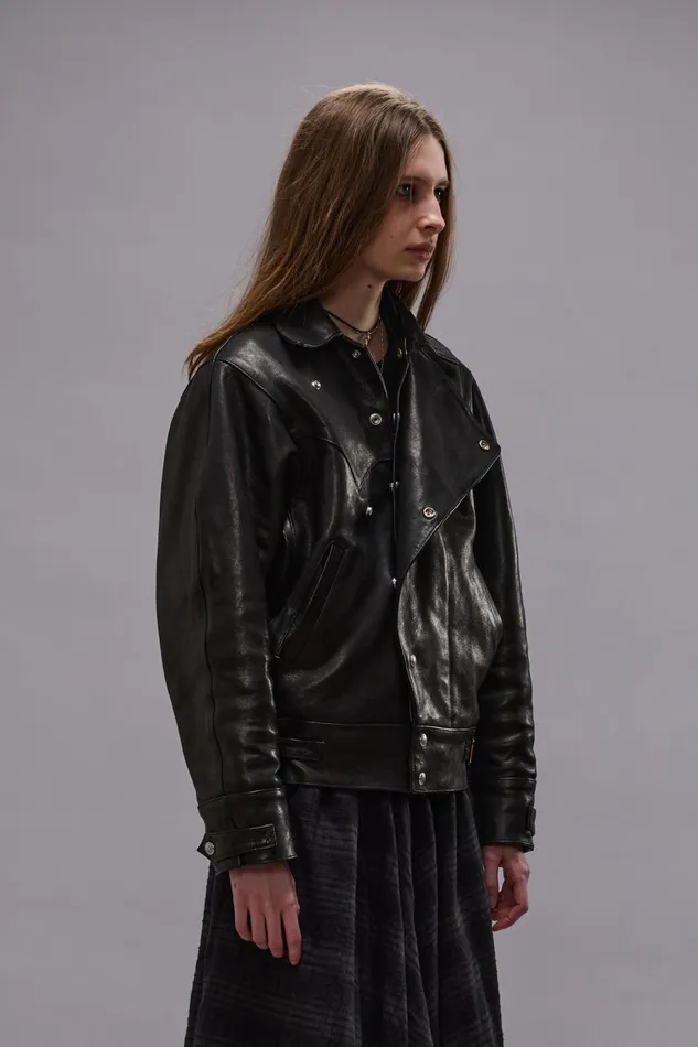 R13 Jackets and Coats Women ASYMMETRICAL SNAP JACKET 8211 BLACK