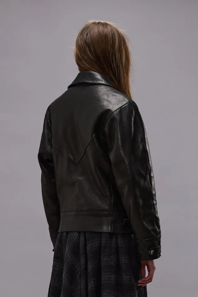 R13 Jackets and Coats Women ASYMMETRICAL SNAP JACKET 8211 BLACK