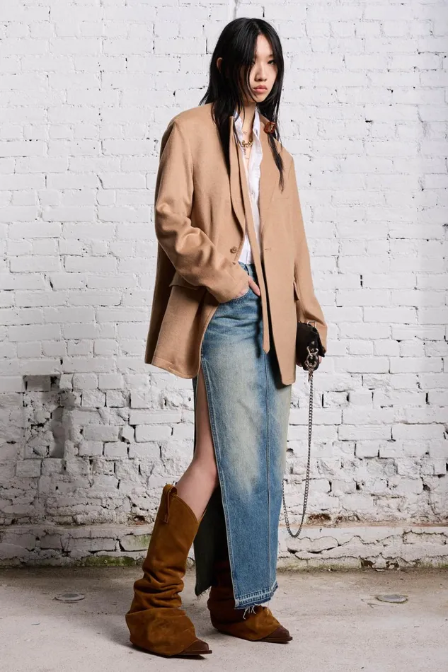 R13 Jackets and Coats Women BELT COLLAR RAGGED BLAZER 8211 CAMEL