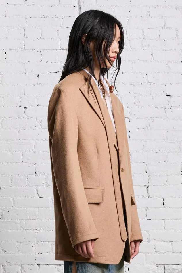 R13 Jackets and Coats Women BELT COLLAR RAGGED BLAZER 8211 CAMEL