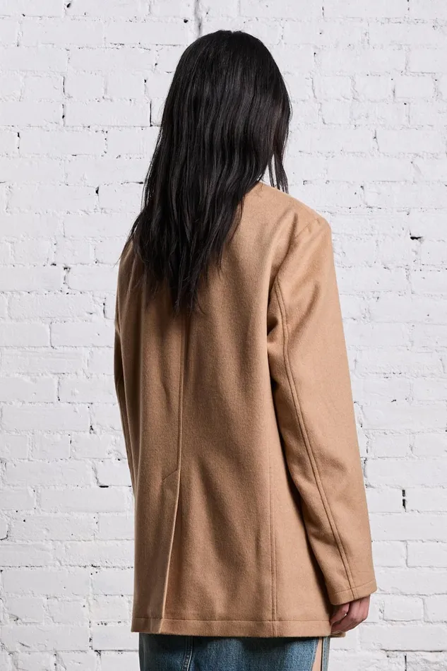 R13 Jackets and Coats Women BELT COLLAR RAGGED BLAZER 8211 CAMEL
