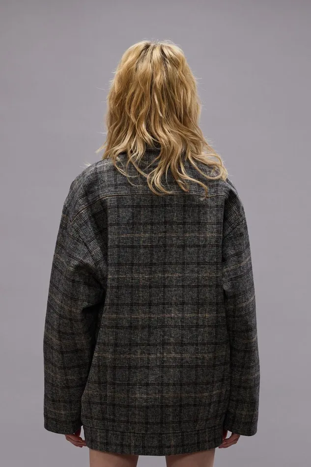R13 Jackets and Coats Women DOUBLE BREASTED JACKET 8211 GREY PLAID