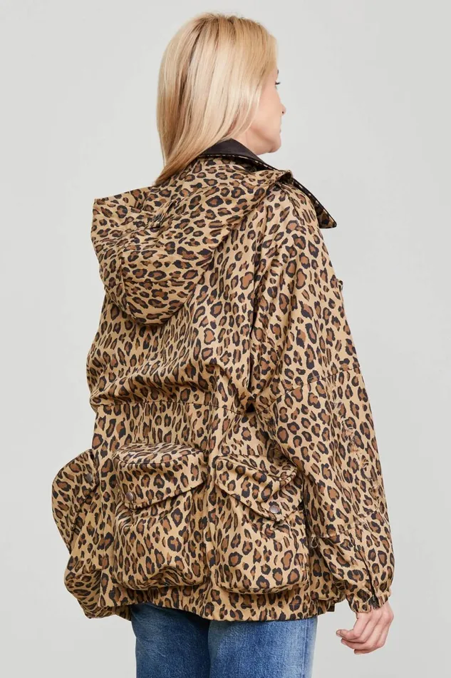 R13 Jackets and Coats Women MULTIPOCKET WINDBREAKER 8211 PRINTED LEOPARD