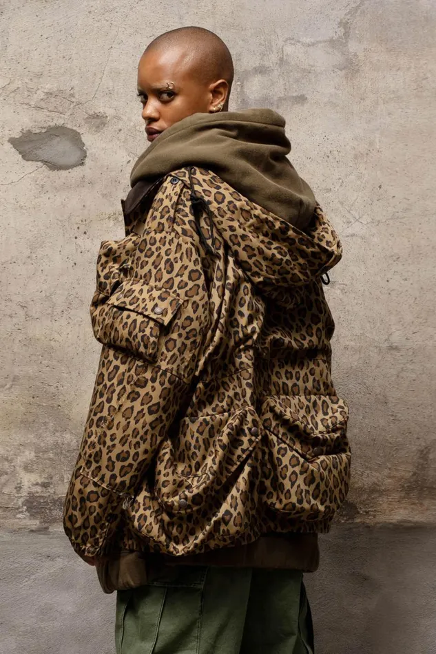 R13 Jackets and Coats Women MULTIPOCKET WINDBREAKER 8211 PRINTED LEOPARD