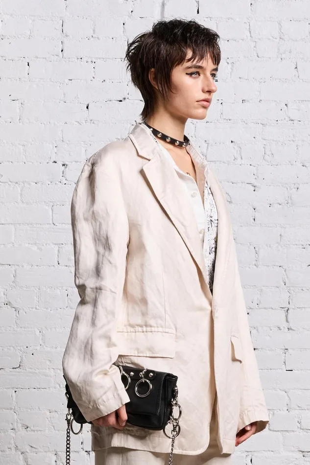 R13 Jackets and Coats Women OVERSIZED RAGGED BLAZER 8211 OYSTER