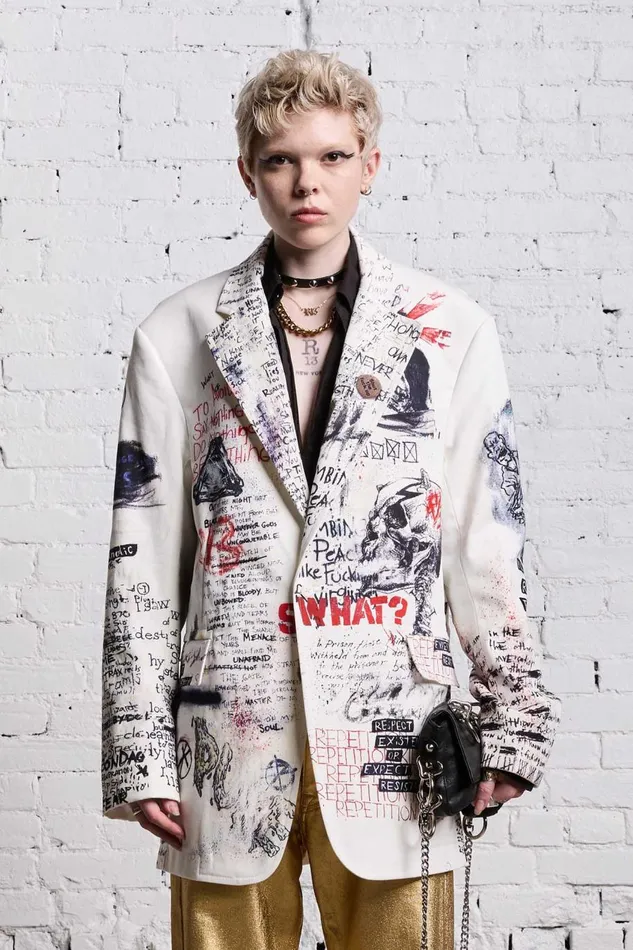 R13 Jackets and Coats Women OVERSIZED RAGGED BLAZER 8211 SKETCHBOOK