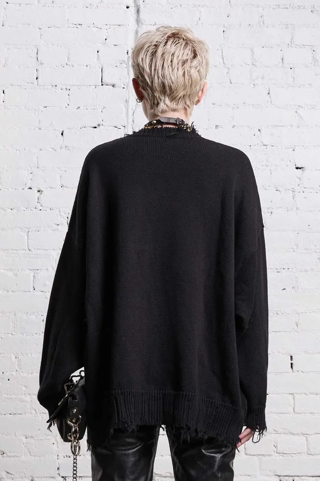 R13 Sale Women ANGRY CHIHUAHUA OVERSIZED SWEATER 8211 BLACK