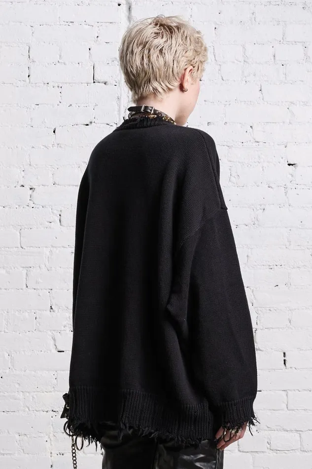 R13 Sale Women ANGRY CHIHUAHUA OVERSIZED SWEATER 8211 BLACK