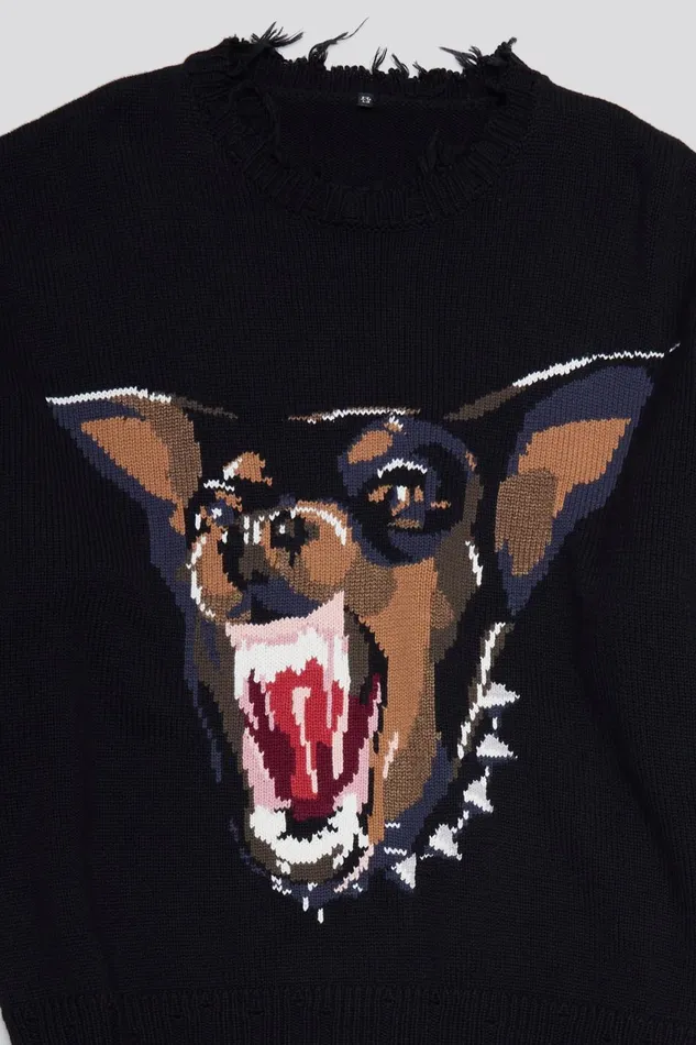 R13 Sale Women ANGRY CHIHUAHUA OVERSIZED SWEATER 8211 BLACK