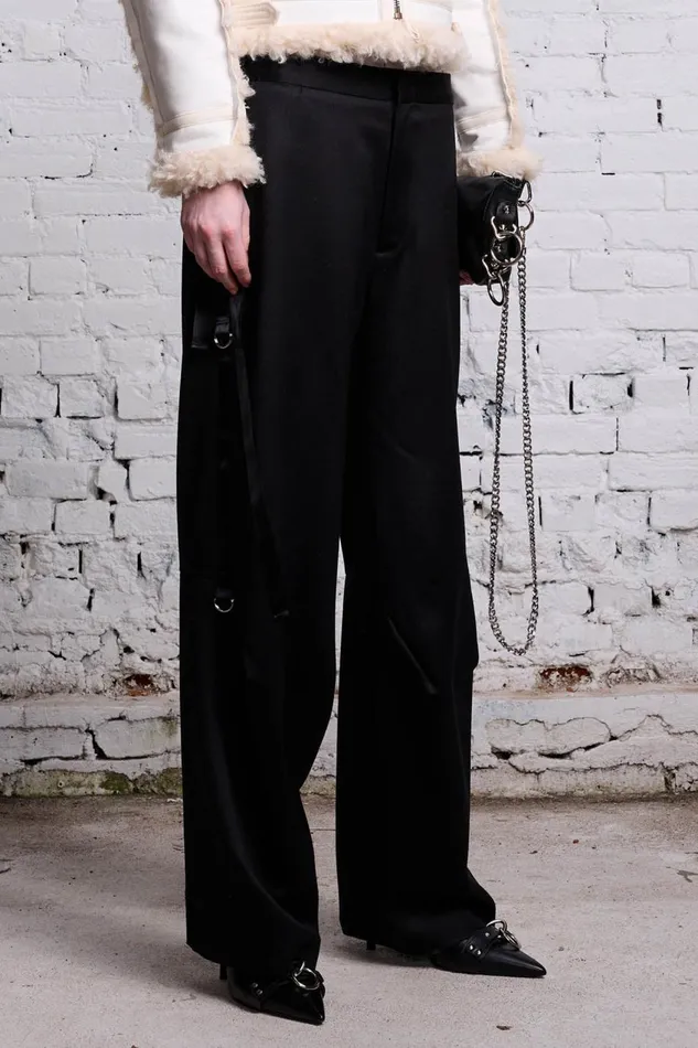 R13 Sale Women ARTICULATED TUXEDO TROUSER 8211 BLACK