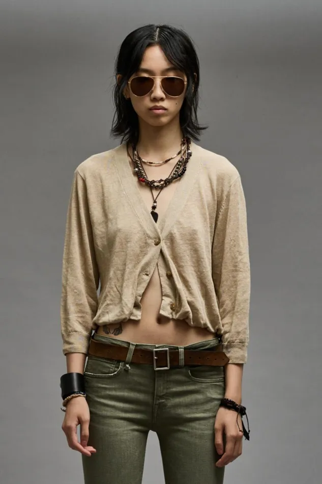 R13 Sale Women BALLOON CARDIGAN 8211 KHAKI