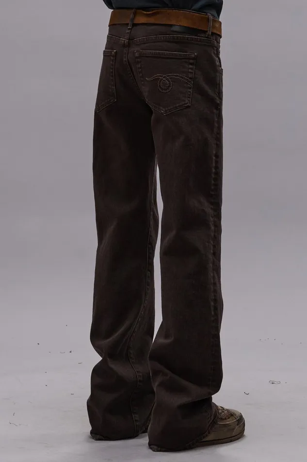 R13 Sale Women BOY FLARE JEAN 8211 CHOCOLATE BROWN STRETCH