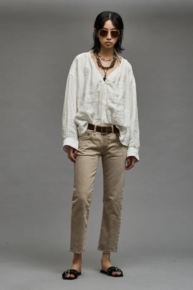 R13 Sale Women BOY STRAIGHT 8211 SAND STRETCH
