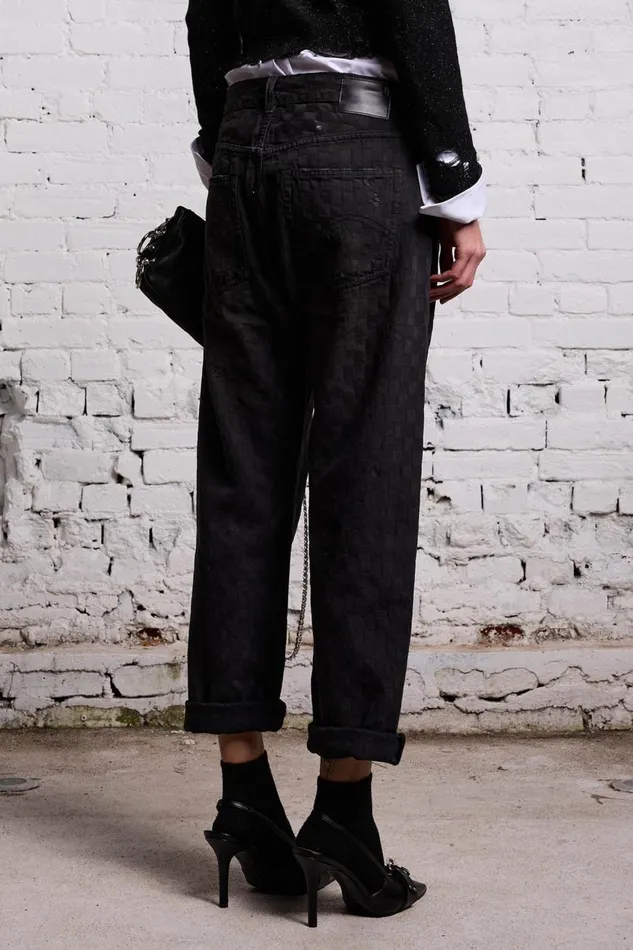 R13 Sale Women BOYFRIEND JEAN 8211 SHADOW CHECKERBOARD