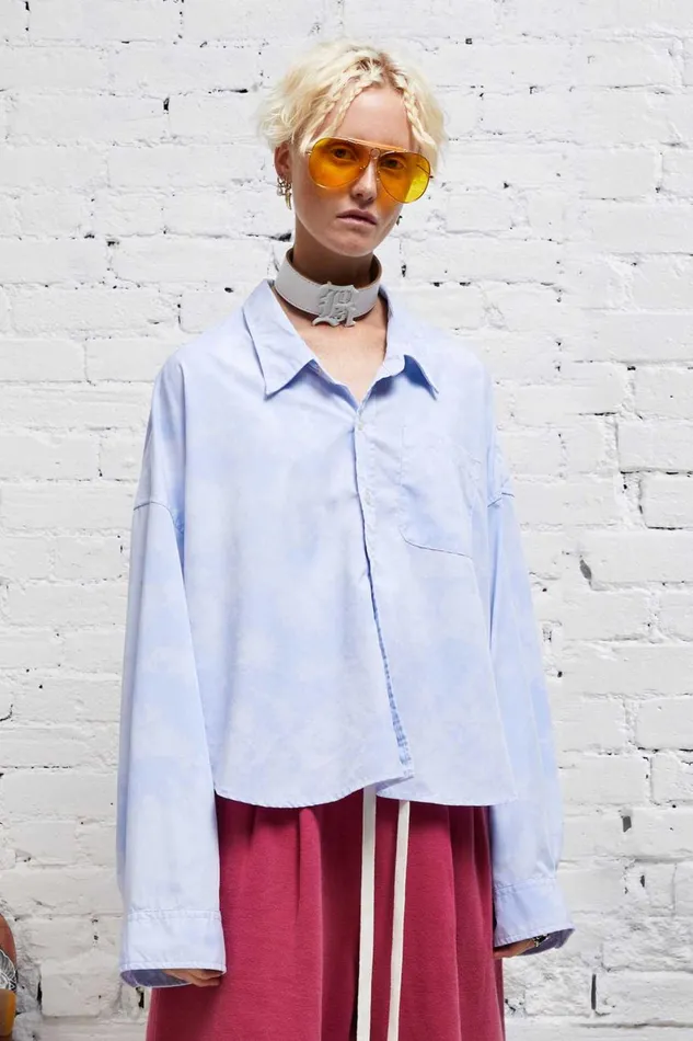 R13 Sale Women DROP NECK CROPPED SHIRT 8211 CLOUDY BLUE