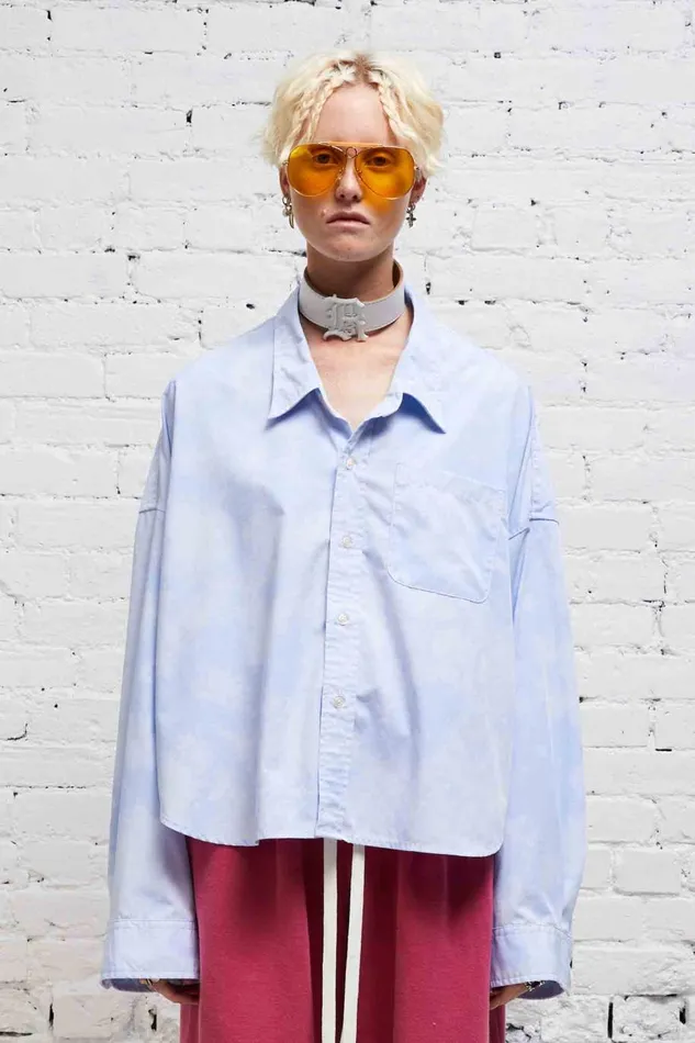 R13 Sale Women DROP NECK CROPPED SHIRT 8211 CLOUDY BLUE