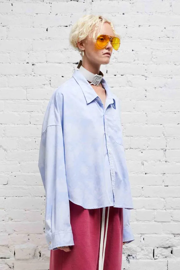 R13 Sale Women DROP NECK CROPPED SHIRT 8211 CLOUDY BLUE