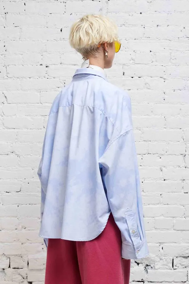 R13 Sale Women DROP NECK CROPPED SHIRT 8211 CLOUDY BLUE