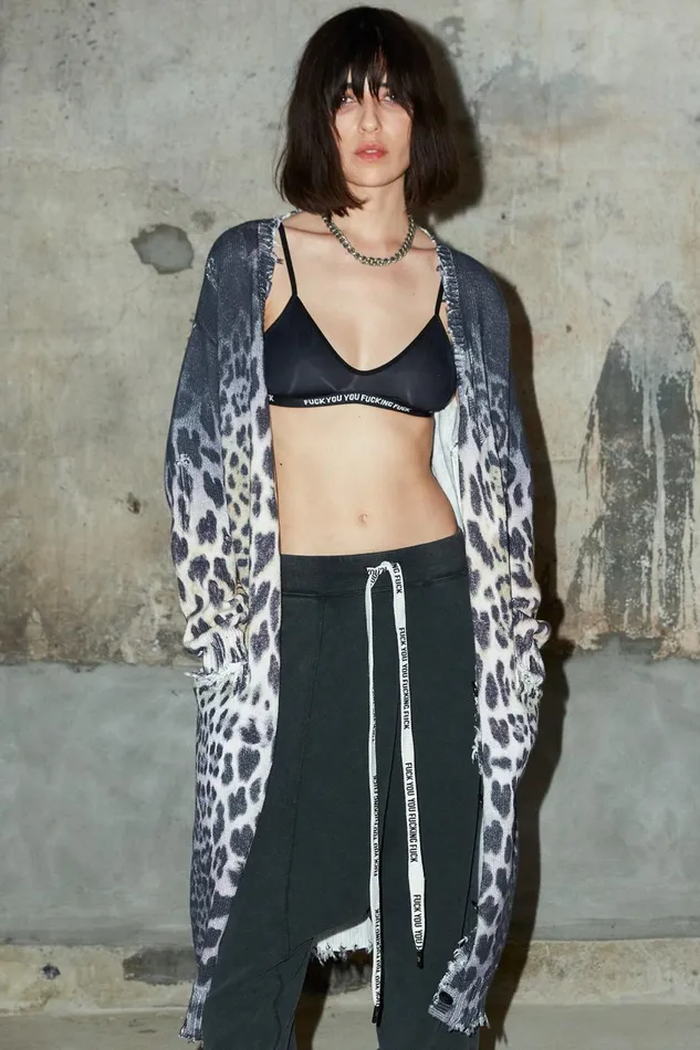 R13 Sale Women FADED LEOPARD LONG CARDIGAN