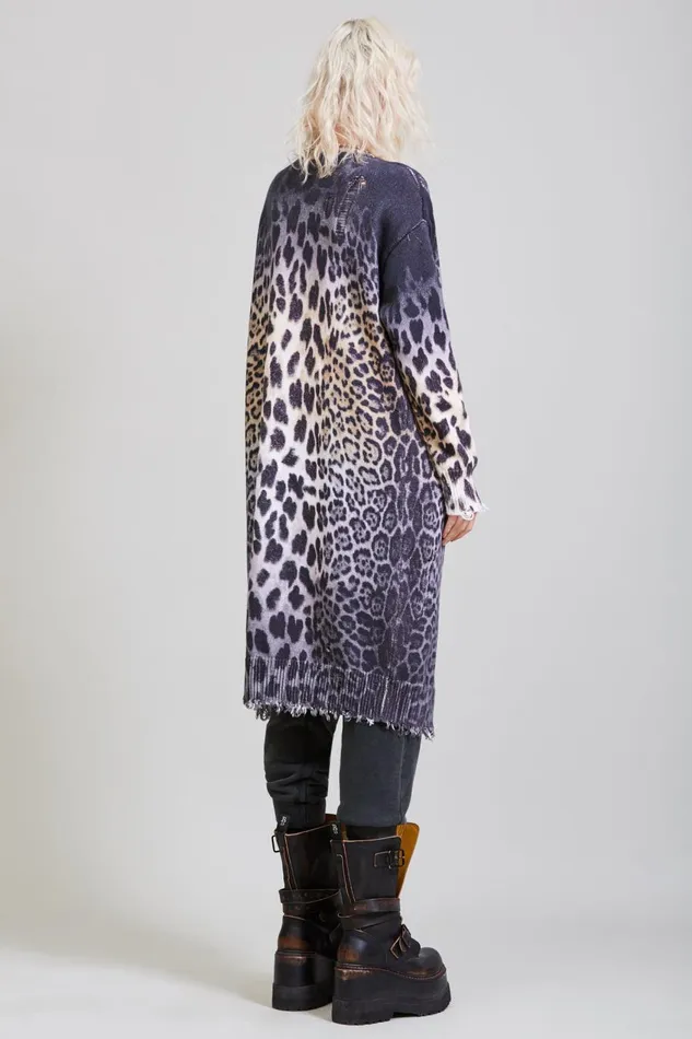R13 Sale Women FADED LEOPARD LONG CARDIGAN