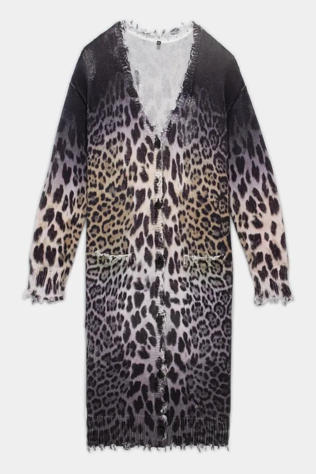 R13 Sale Women FADED LEOPARD LONG CARDIGAN
