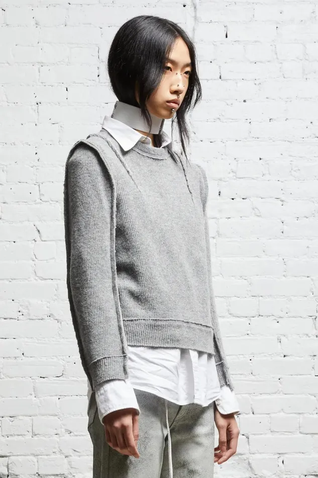 R13 Sale Women FLAT SLEEVE CREWNECK 8211 HEATHER GREY