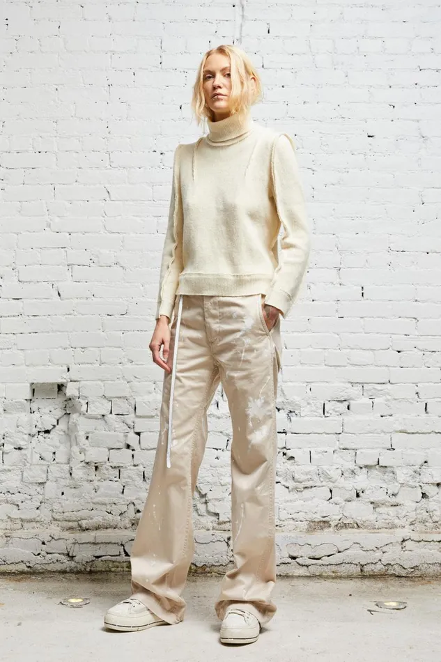 R13 Sale Women FLAT SLEEVE TURTLENECK 8211 ECRU