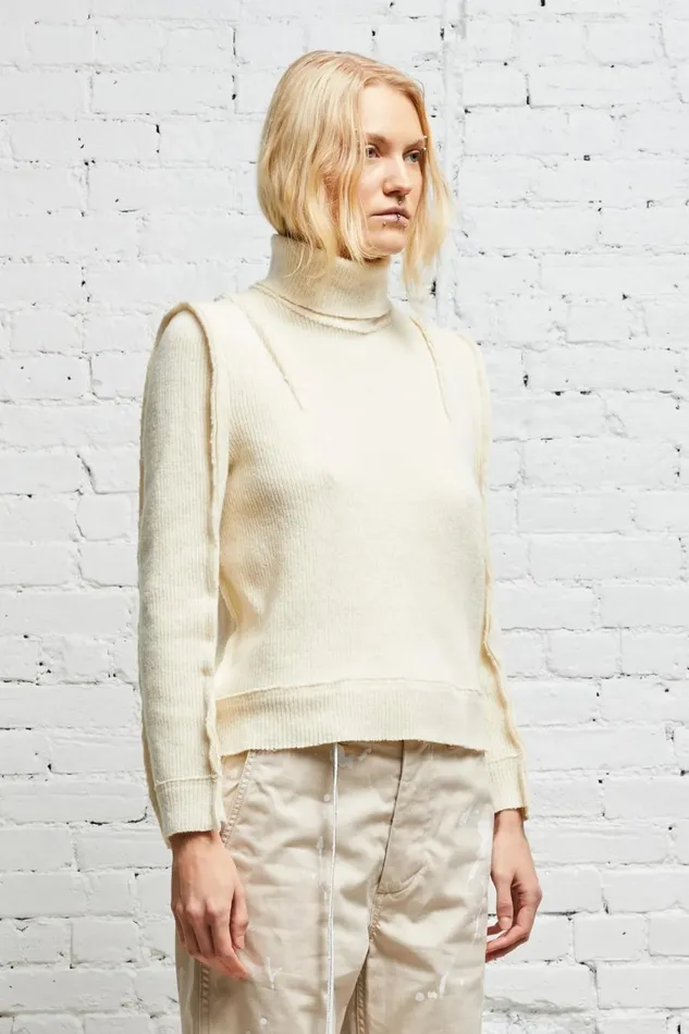 R13 Sale Women FLAT SLEEVE TURTLENECK 8211 ECRU