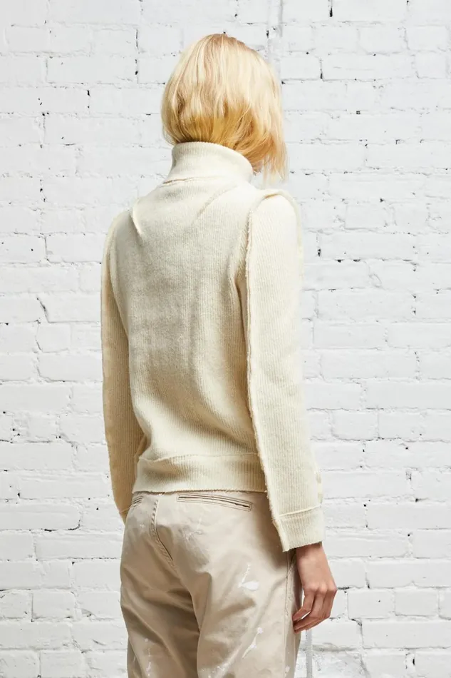 R13 Sale Women FLAT SLEEVE TURTLENECK 8211 ECRU