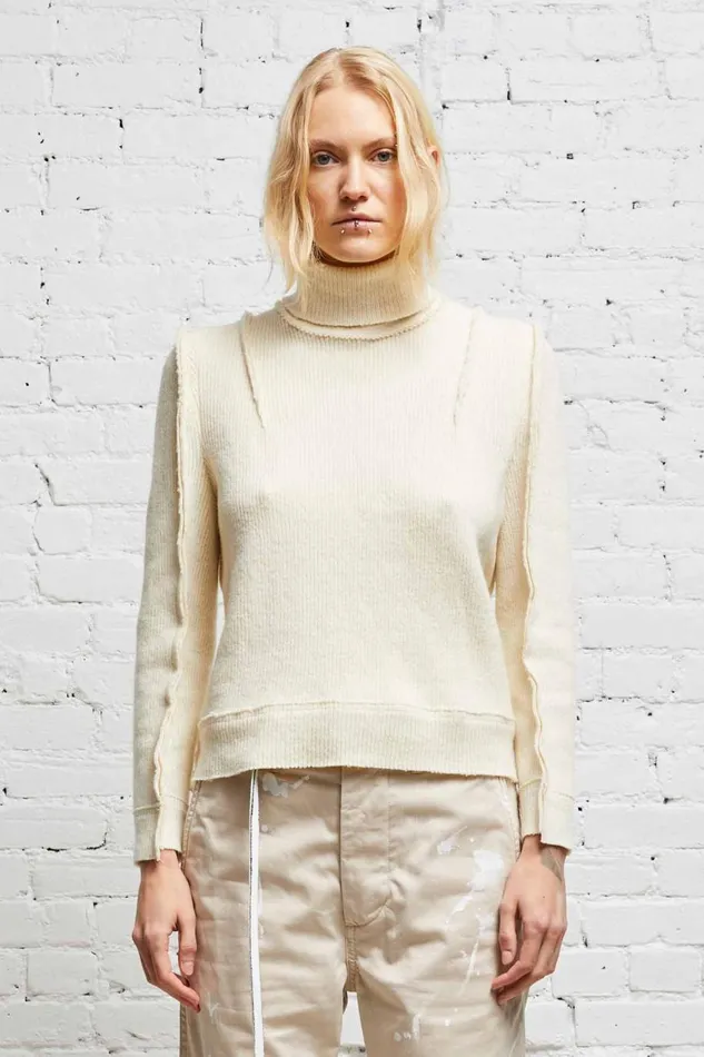 R13 Sale Women FLAT SLEEVE TURTLENECK 8211 ECRU