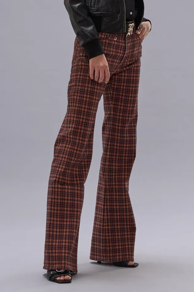 R13 Sale Women JANE JEAN 8211 PRINTED AUBURN PLAID