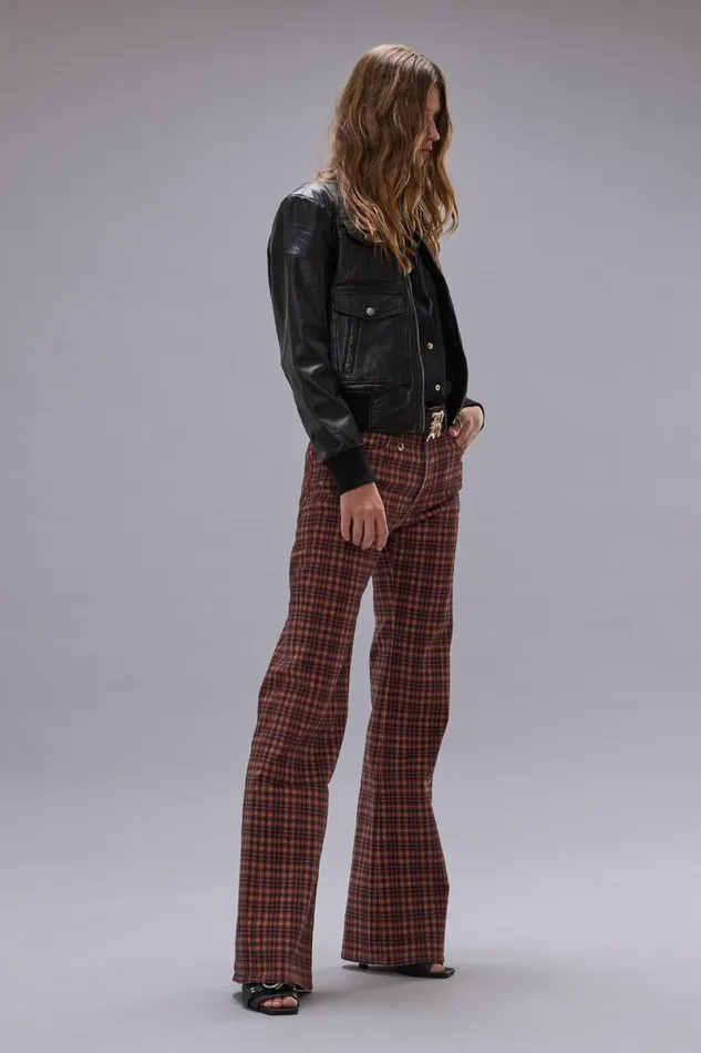 R13 Sale Women JANE JEAN 8211 PRINTED AUBURN PLAID