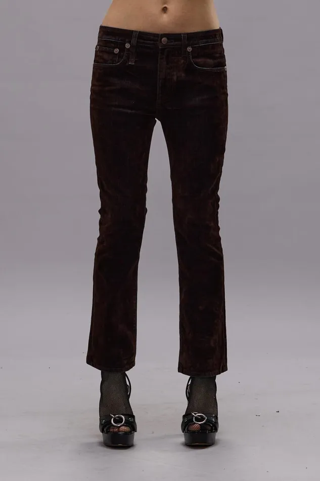 R13 Sale Women KICK FIT JEAN 8211 FLOCKED BROWN