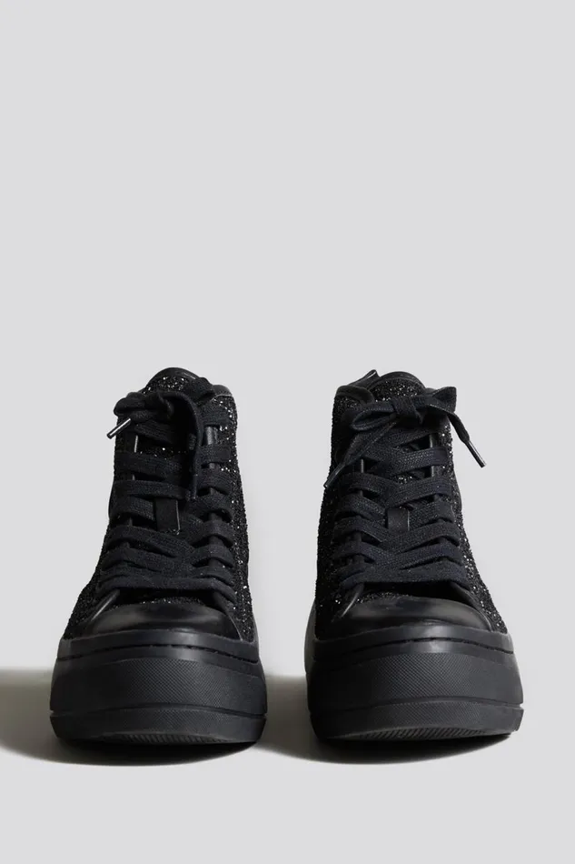 R13 Sale Women KURT HIGH TOP 8211 RUTILANT BLACKOUT