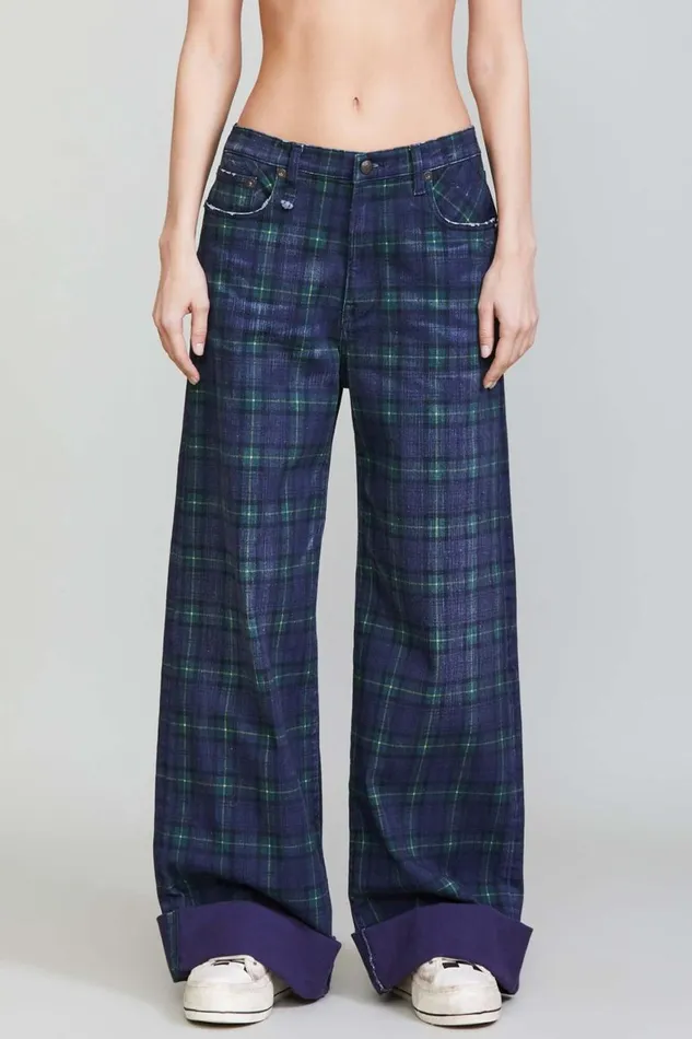 R13 Sale Women LISA BAGGY JEAN 8211 PRINTED TARTAN R13 Sale Women LISA BAGGY JEAN 8211 PRINTED TARTAN