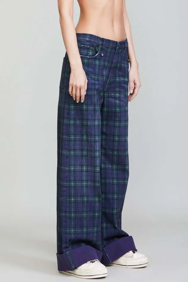 R13 Sale Women LISA BAGGY JEAN 8211 PRINTED TARTAN R13 Sale Women LISA BAGGY JEAN 8211 PRINTED TARTAN