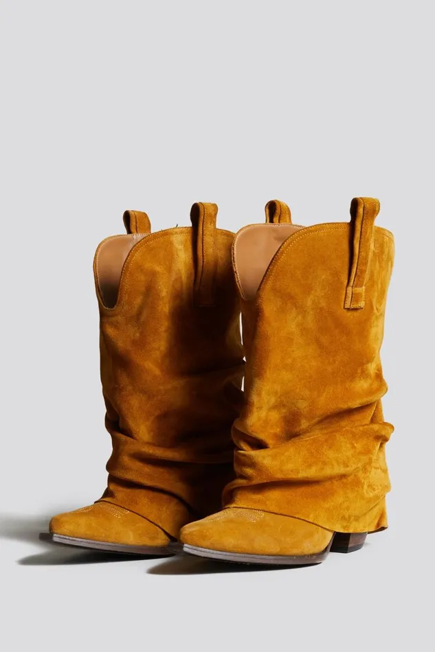 R13 Sale Women LOW RIDER COWBOY BOOT 8211 LIGHT BROWN