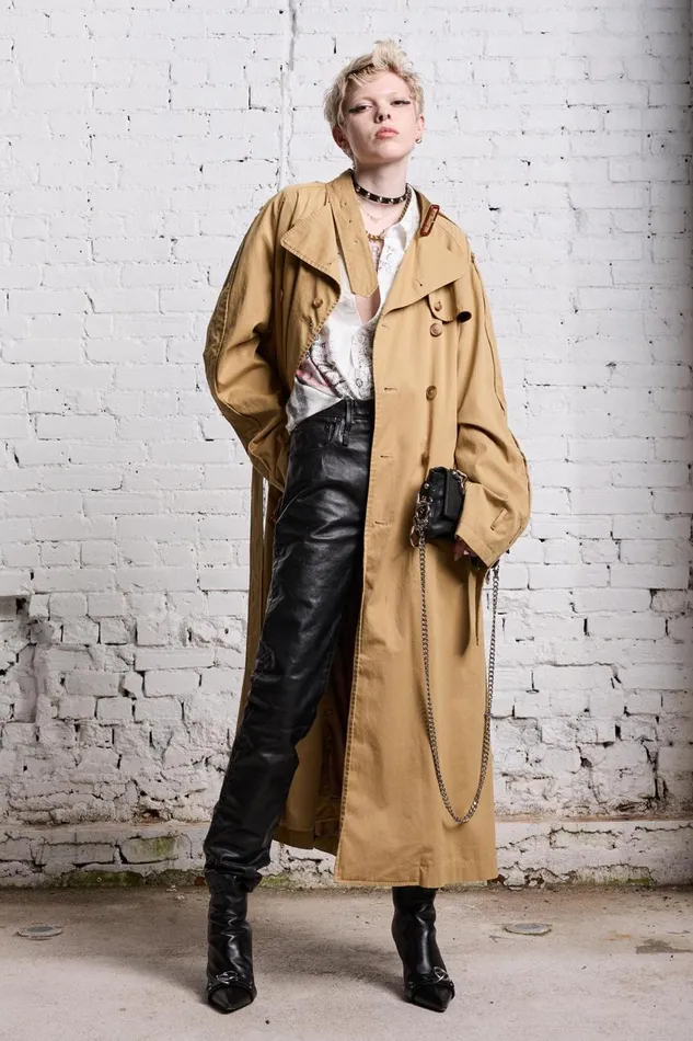 R13 Sale Women OVERSIZED DECONSTRUCTED TRENCH COAT 8211 KHAKI