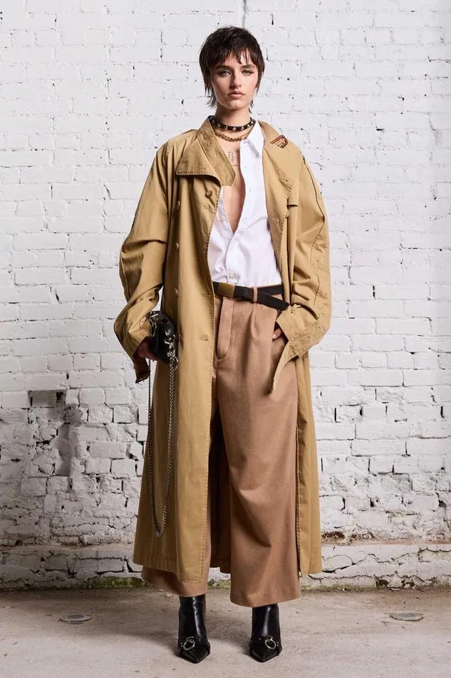 R13 Sale Women OVERSIZED DECONSTRUCTED TRENCH COAT 8211 KHAKI