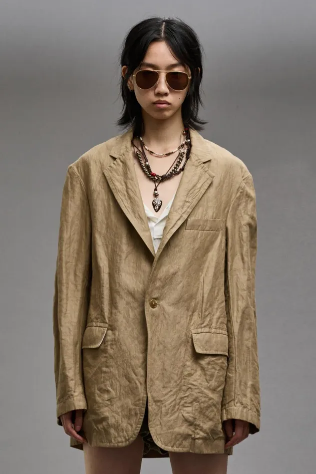 R13 Sale Women OVERSIZED RAGGED BLAZER 8211 KHAKI