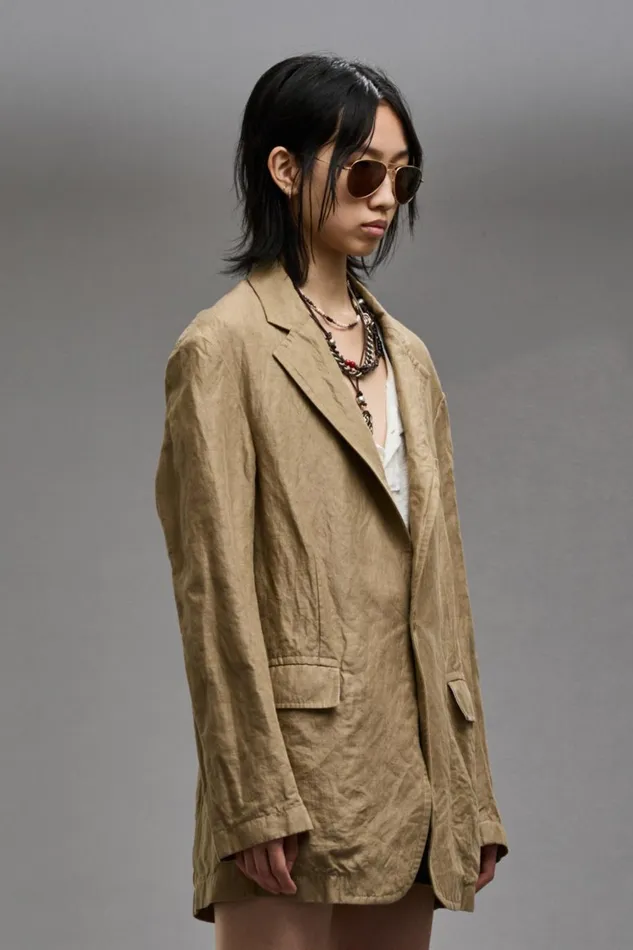 R13 Sale Women OVERSIZED RAGGED BLAZER 8211 KHAKI