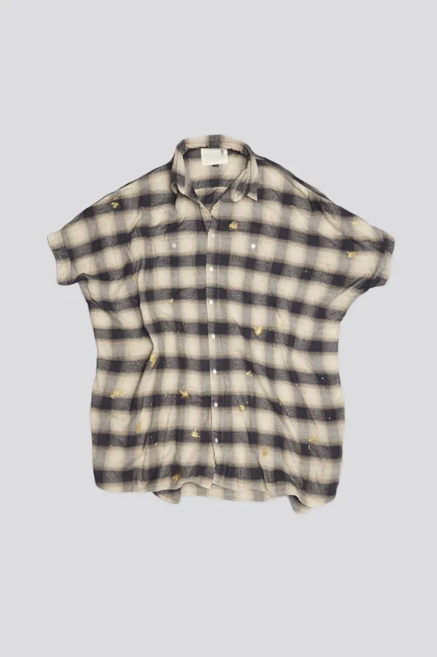 R13 Sale Women OVERSIZED RELAXED SHIRTDRESS 8211 SPLATTERED ECRU PLAID