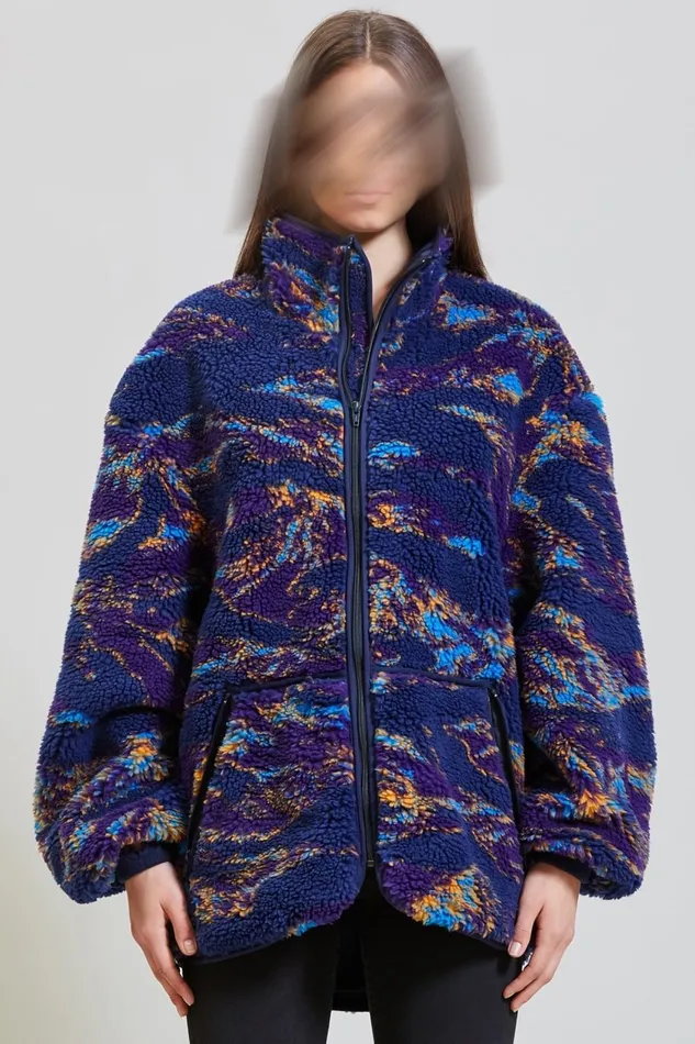 R13 Sale Women OVERSIZED ZIPUP FLEECE JACKET 8211 NAVY SWIRL