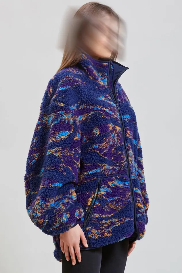 R13 Sale Women OVERSIZED ZIPUP FLEECE JACKET 8211 NAVY SWIRL