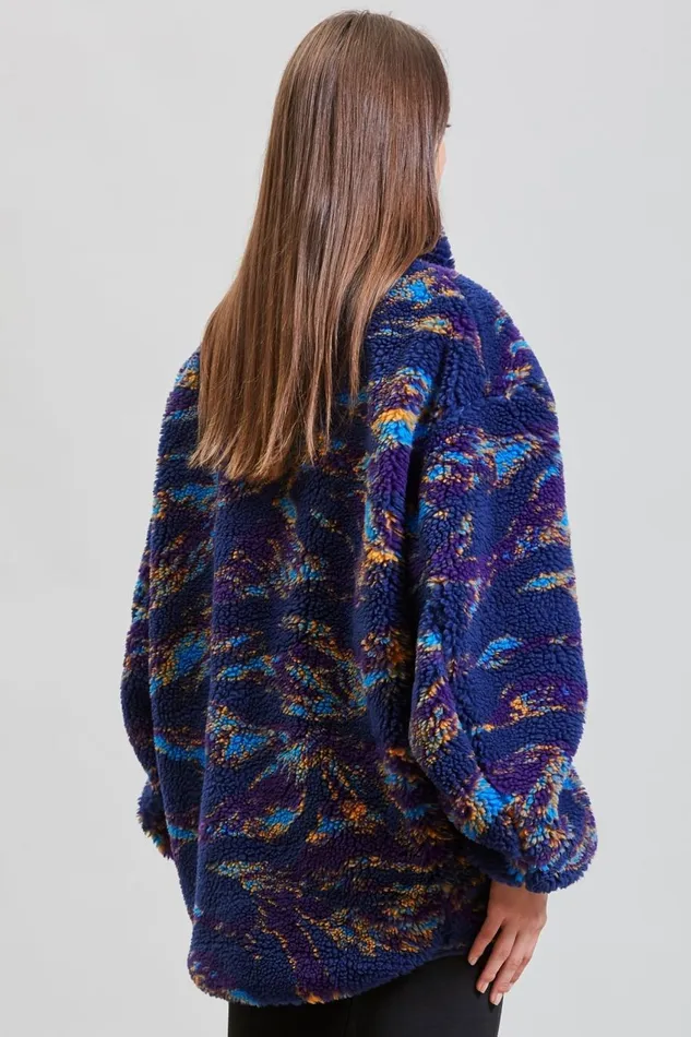 R13 Sale Women OVERSIZED ZIPUP FLEECE JACKET 8211 NAVY SWIRL