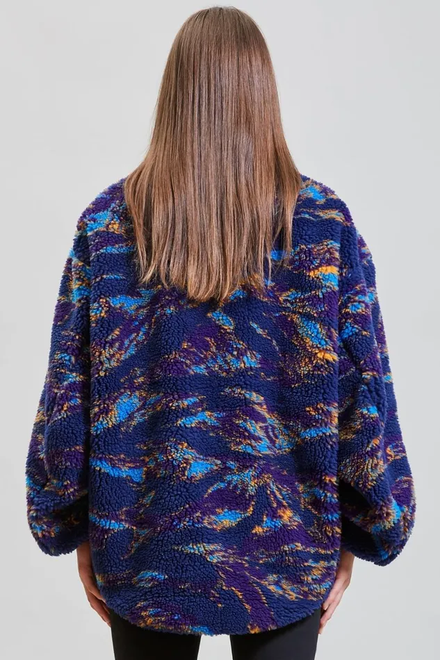 R13 Sale Women OVERSIZED ZIPUP FLEECE JACKET 8211 NAVY SWIRL