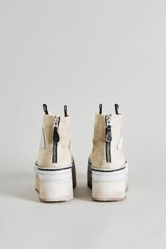 R13 Sale Women Platform High Top Sneakers 8211 Ecru Denim