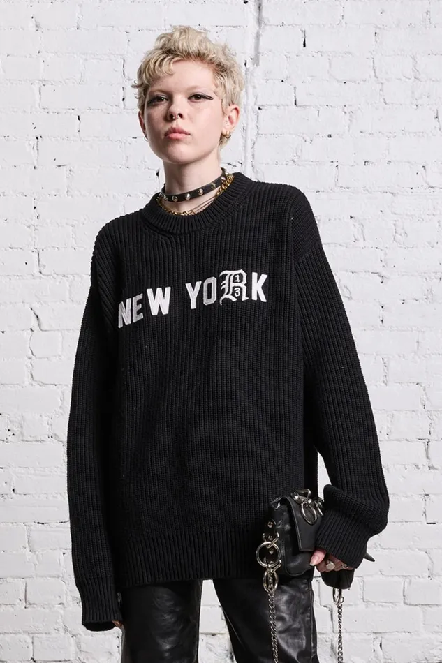 R13 Sale Women R13 NEW YORK BOYFRIEND SWEATER 8211 BLACK